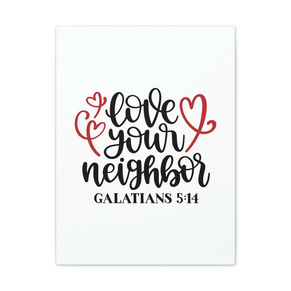 Scripture Sign Love Your Neighbor Galatians 5:14 Red Heart Christian Wall Art B